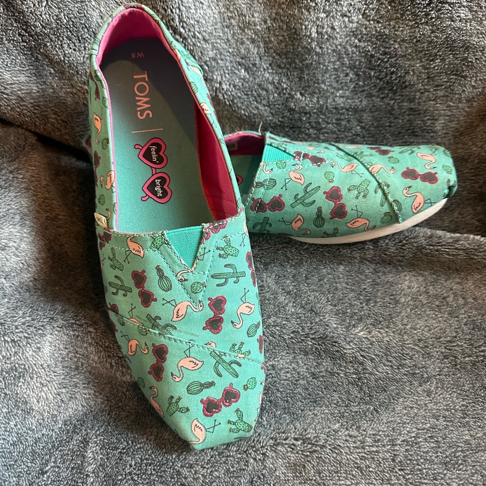 Toms Green and Pink Floral Flats